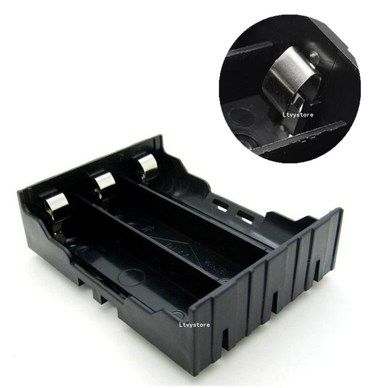 Ltvystore 18650 Battery Case Holder, 5 Pack 3 Slots x 3.7V DIY Battery Storage Box, in Parallel Black Plastic Batteries Case with Pin for 3 x 18650 - Image 2